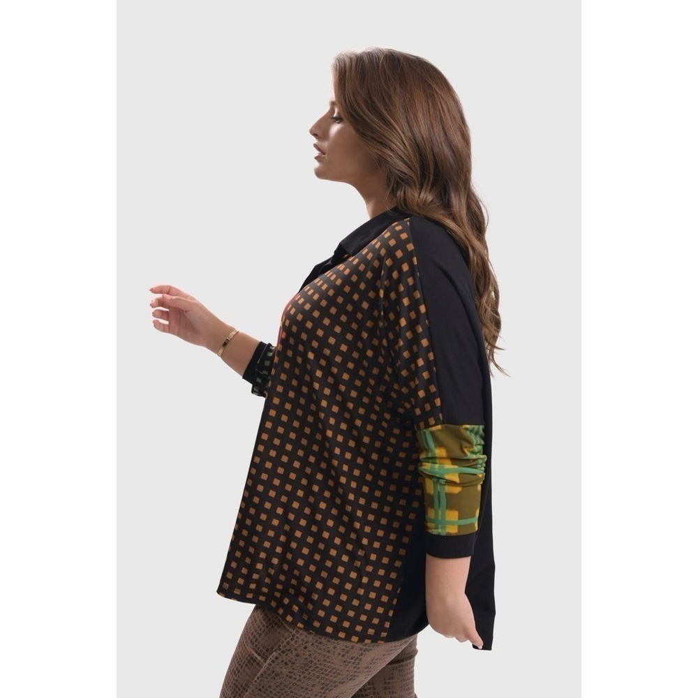 Alembika Multi Check Long Sleeve Button Up Blouse Sz Small NWOT - Picture 6 of 16